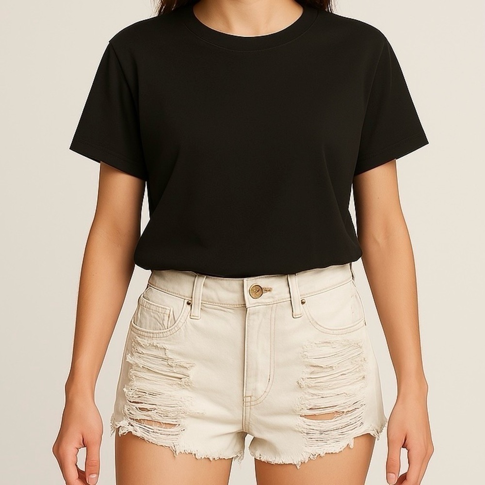 American Eagle White Jean Short Shorts Cut Offs Distressed Western Raw Hem 8